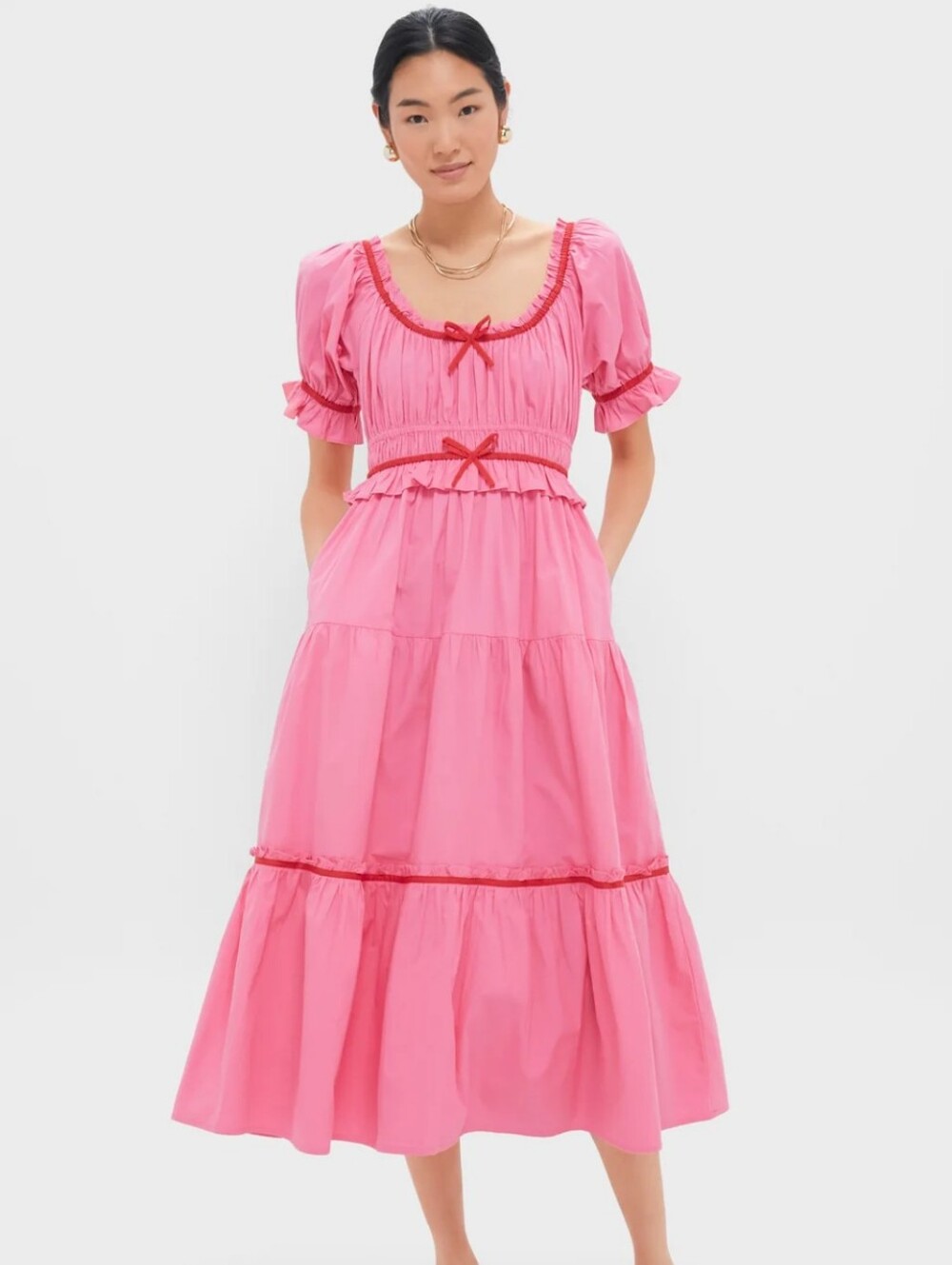 Tuckernuck Pink City Prints Bubblegum Agatha Pink Ruffle Tiered Midi Dress NWT - Picture 3 of 16